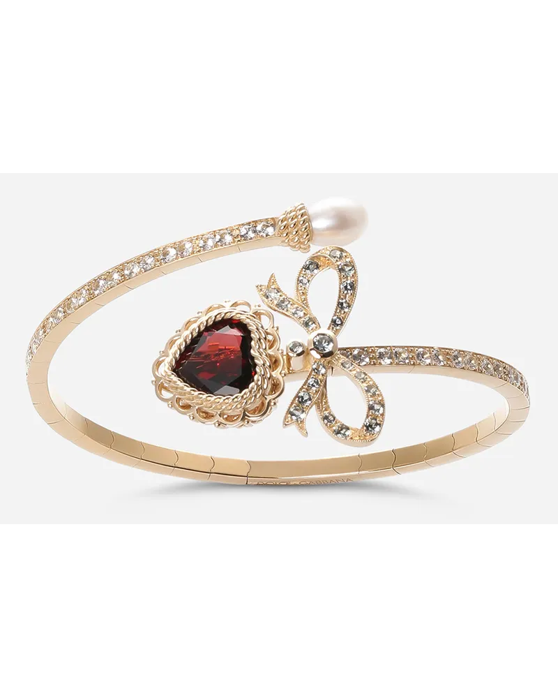 Dolce & Gabbana Bracciale Devotion Oro Giallo 18 Carati, Granato Rodolite E Zaffiri - Donna Bracciali Oro Oro
