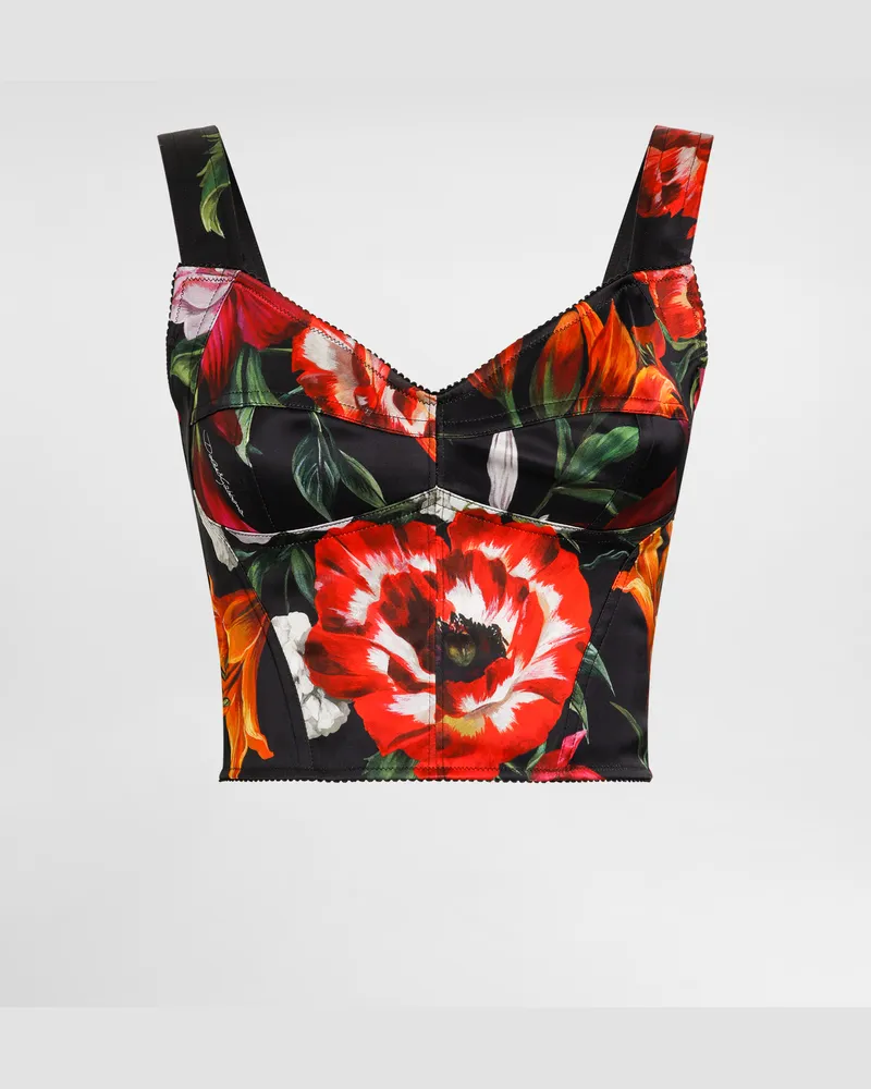 Dolce & Gabbana Bustino Stampa Fiori - Donna Camicie E Top Stampa Stampa