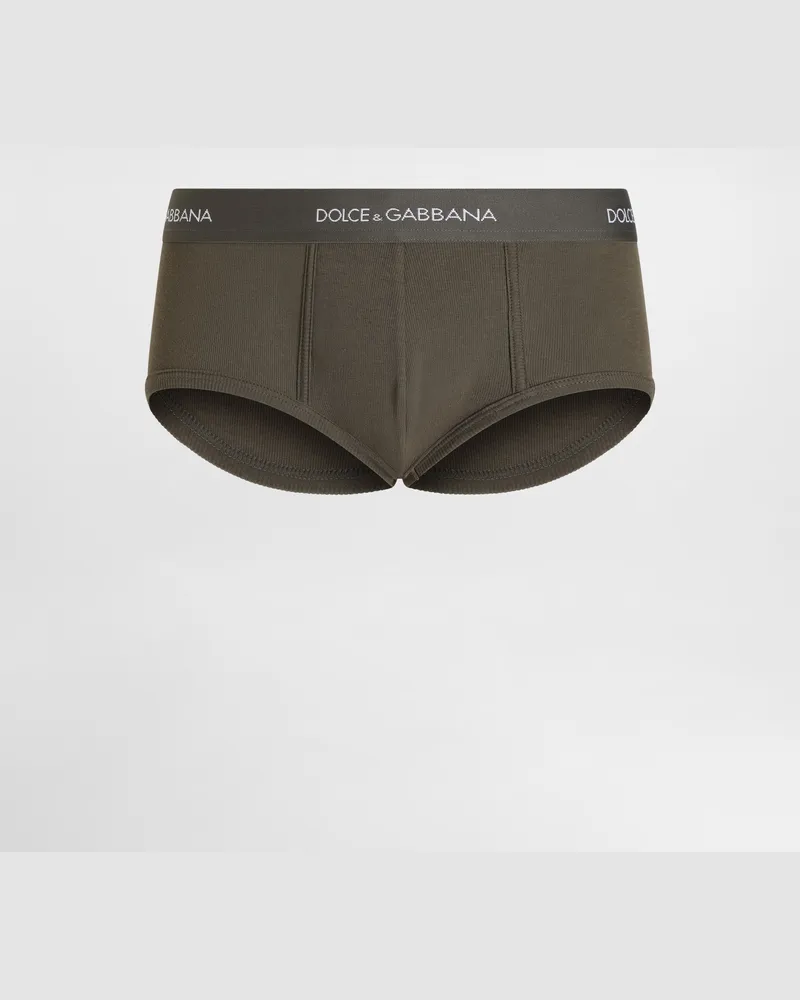 Dolce & Gabbana Slip Brando In Cotone A Costine - Uomo Intimo E Loungewear Verde Cotone Verde