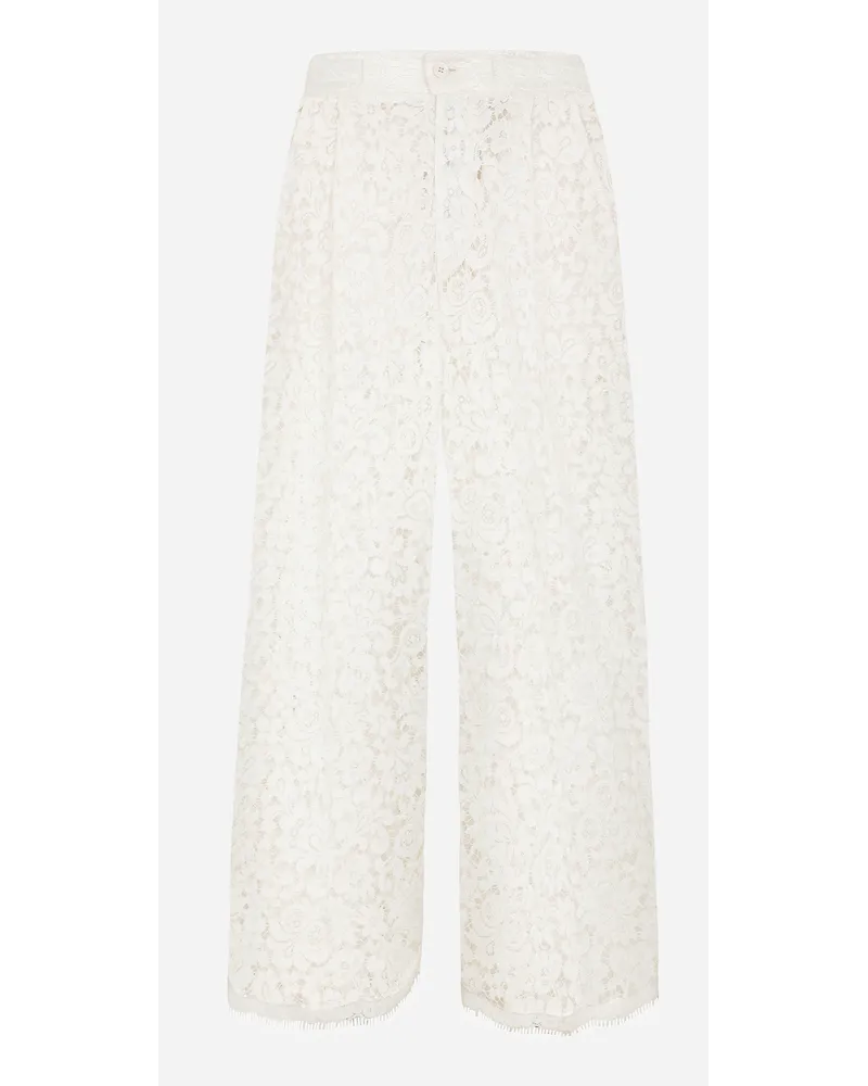 Dolce & Gabbana Pantalone Sartoriale In Pizzo - Uomo Pantaloni E Shorts Bianco Bianco