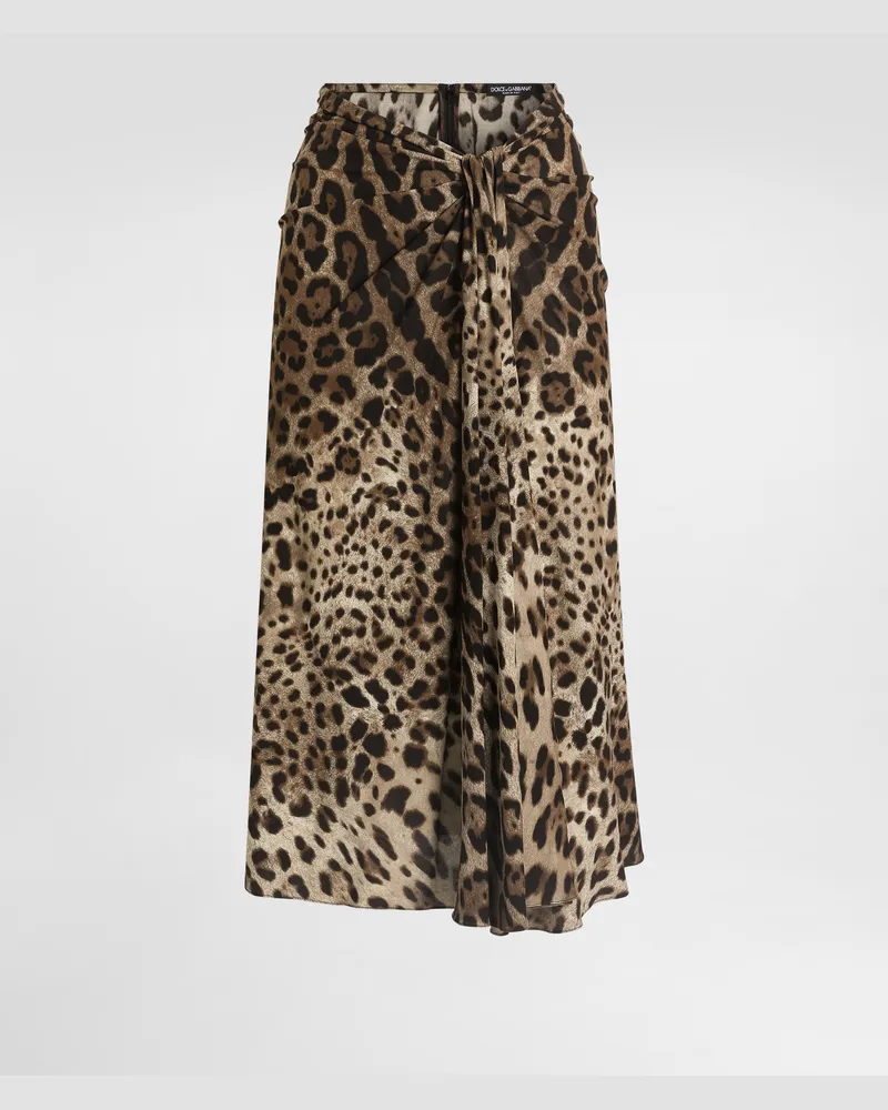 Dolce & Gabbana Gonna In Jersey Di Viscosa Stampa Leo - Donna Gonne Stampa Animalier Leo