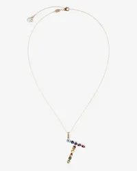 Dolce & Gabbana Pendente T Rainbow Alphabet Con Gemme Multicolor - Donna Collane Oro Oro