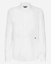 Dolce & Gabbana Camicia Martini In Lino Con Dg Hardware - Uomo Camicie Bianco Lino Bianco