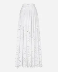 Dolce & Gabbana Gonna Lunga A Ruota In Cotone Con Ricamo Cut Out - Donna Gonne Bianco Bianco