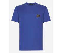 T-shirt Cotone Con Placca Logata - Uomo T-shirts E Polo Blu Cotone