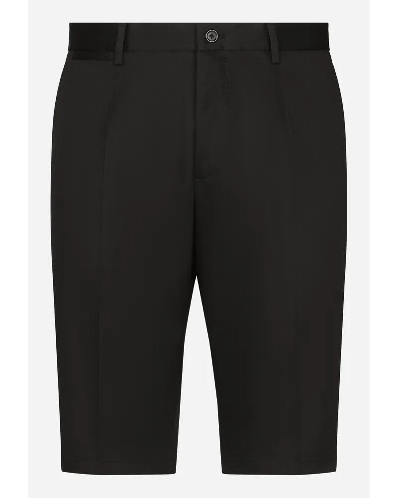 Dolce & Gabbana Stretch Cotton Shorts With Dg Embroidery - Uomo Pantaloni E Shorts Blu Cotone Blu