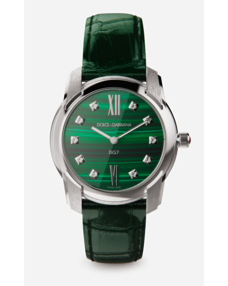 Dolce & Gabbana Dg7 Watch In Steel With Malachite And Diamonds - Donna Orologi Verde Verde