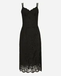 Dolce & Gabbana Abito Midi In Pizzo Con Doppio Smerlo - Donna Abiti Nero Nero