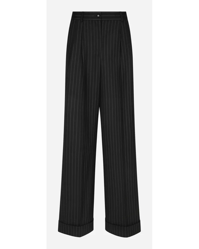 Dolce & Gabbana Pantaloni Flare In Gessato Di Lana - Donna Pantaloni E Shorts Multicolore Rigato