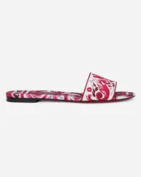 Dolce & Gabbana Slide In Canvas Stampato - Donna Slide E Mule Fucsia Cotone Azulejos