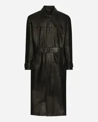 Dolce & Gabbana Trench In Pelle Con Cintura - Uomo Cappotti E Giubbotti Nero Nero