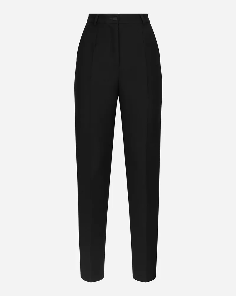 Dolce & Gabbana Pantaloni Tuxedo Sartoriali In Gabardina Di Lana - Donna Pantaloni E Shorts Nero Lana Nero