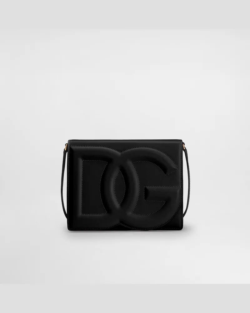 Dolce & Gabbana Borsa A Tracolla Logo In Pelle Di Vitello - Donna Borse A Spalla E Tracolla Nero Pelle Nero