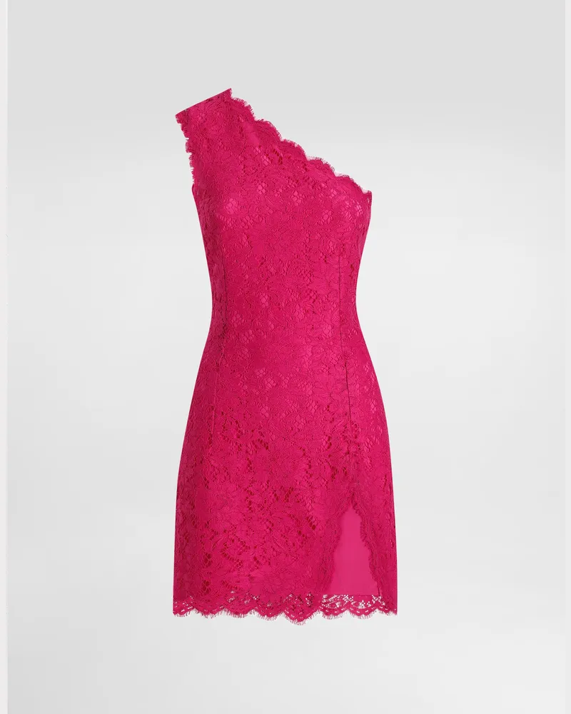 Dolce & Gabbana Miniabito Con Spacco In Pizzo Cordonetto Floreale - Donna Abiti Rosa Rosa