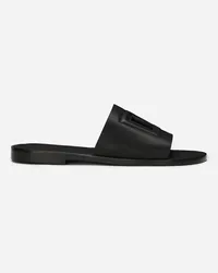 Dolce & Gabbana Slide In Pelle Di Vitello - Uomo Sandali E Slide Nero Pelle Nero