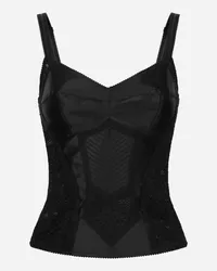 Dolce & Gabbana Top Corsetteria In Raso E Pizzo - Donna Camicie E Top Nero Nero