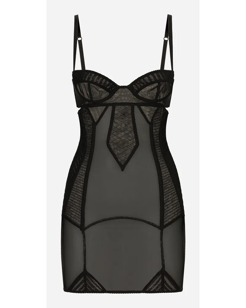Dolce & Gabbana Miniabito In Tulle Con Dettagli Corsetteria - Donna Abiti Nero Nero