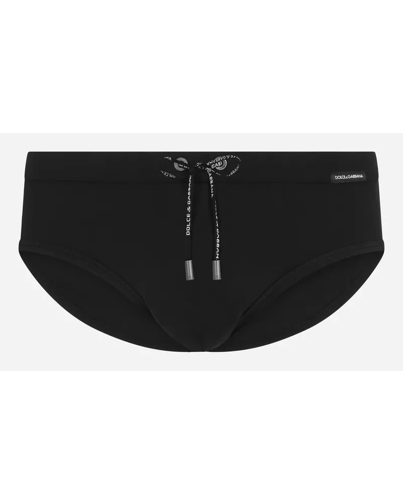 Dolce & Gabbana Slip Mare Con Etichetta - Uomo Beachwear Nero Jersey Nero