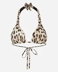 Dolce & Gabbana Reggiseno Triangolo Imbottito Da Mare Stampa Leopardo - Donna Beachwear Stampa Animalier Jersey Leo