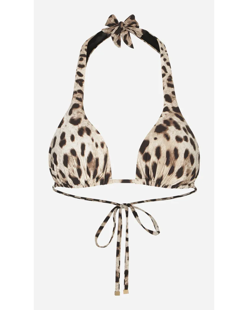 Dolce & Gabbana Reggiseno Triangolo Imbottito Da Mare Stampa Leopardo - Donna Beachwear Stampa Animalier Jersey Leo
