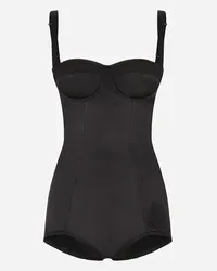 Dolce & Gabbana Body Intimo A Balconcino In Seta Con Dettagli In Pizzo - Donna Intimo Nero Nero