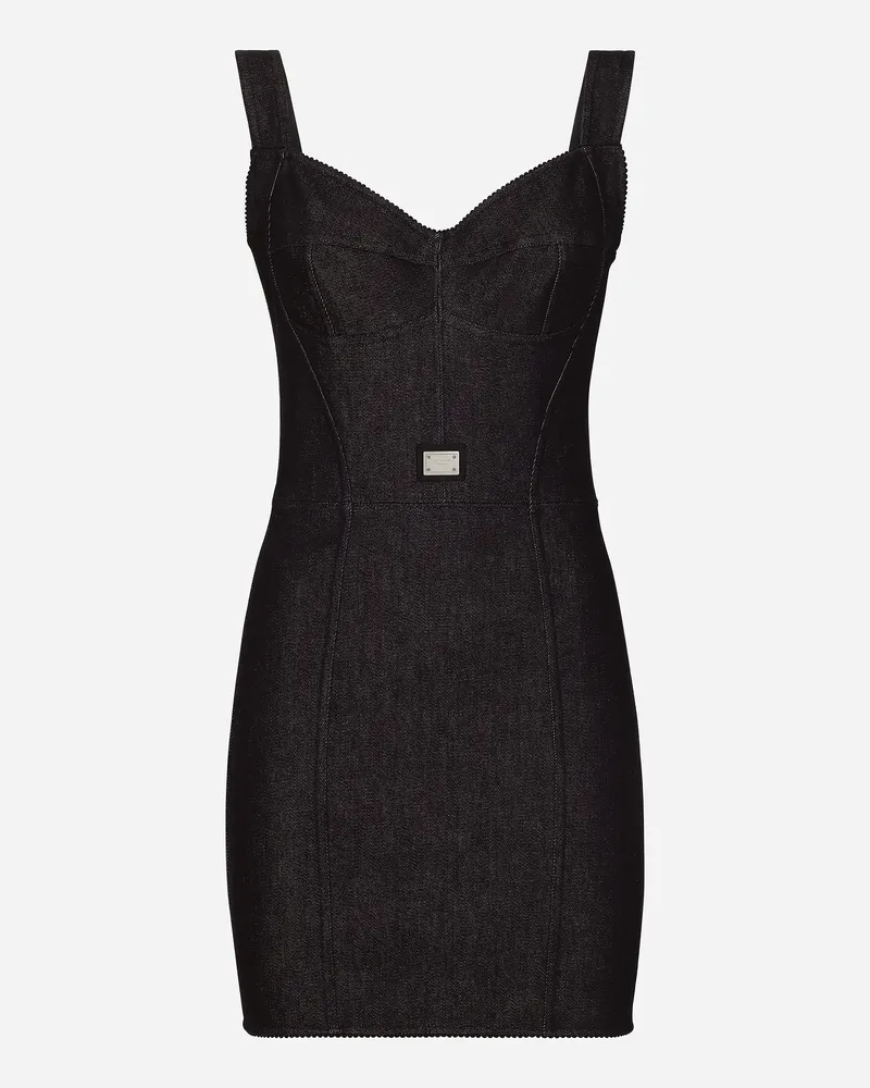 Dolce & Gabbana Abito Corsetteria In Denim Di Cotone - Donna Denim Multicolore Variante