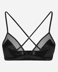 Dolce & Gabbana Reggiseno Triangolo Soft Cup In Raso E Tulle - Donna Intimo Nero Raso Nero