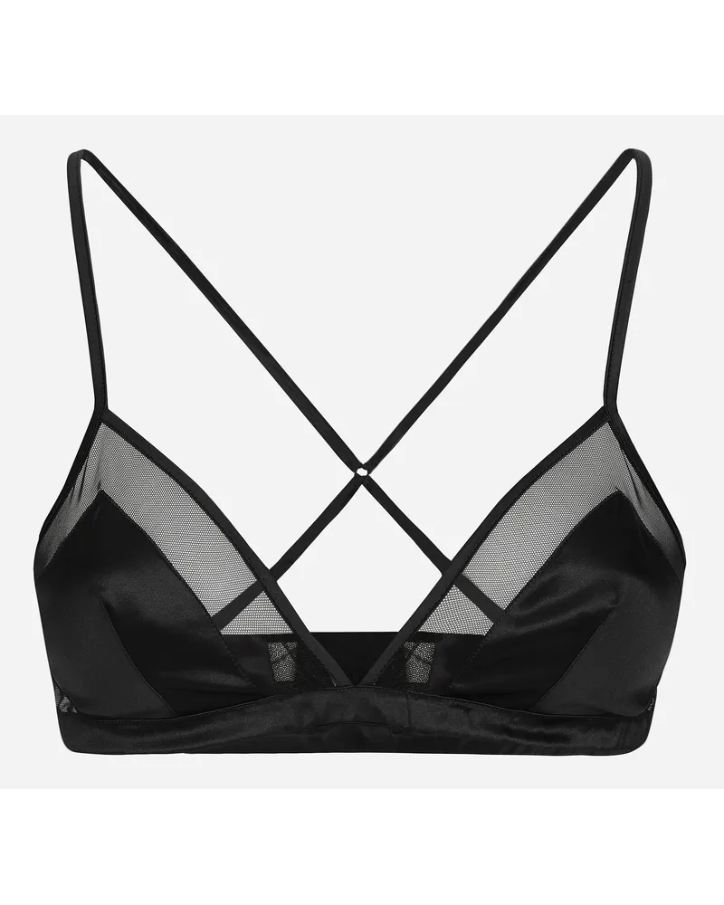 Dolce & Gabbana Reggiseno Triangolo Soft Cup In Raso E Tulle - Donna Intimo Nero Raso Nero