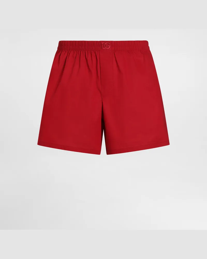Dolce & Gabbana Boxer In Popeline Di Cotone - Uomo Intimo E Loungewear Rosso Rosso