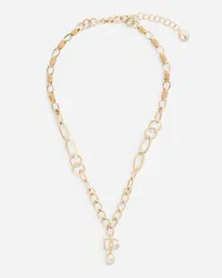 Dolce & Gabbana Logo Necklace In Yellow 18kt Gold With Pearl - Donna Collane Oro Oro