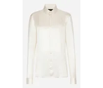 Camicia In Seta Con Plastron - Donna Camicie E Top Bianco Seta