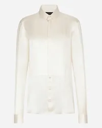 Dolce & Gabbana Camicia In Seta Con Plastron - Donna Camicie E Top Bianco Seta Bianco