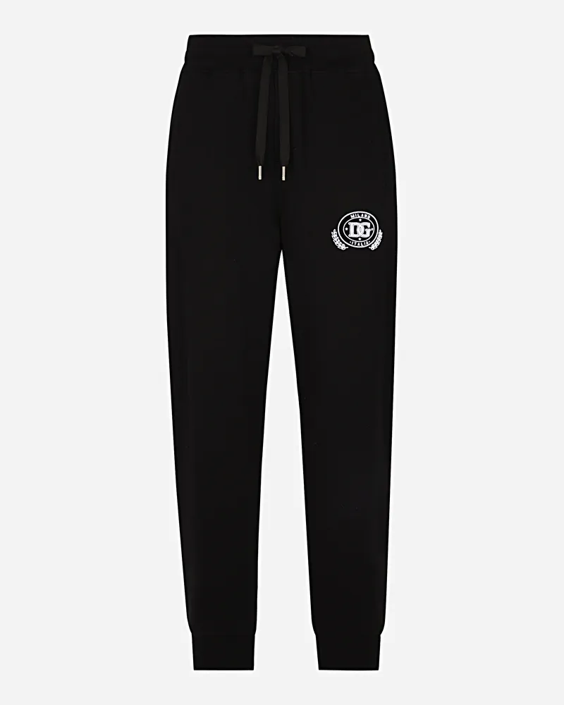 Dolce & Gabbana Pantalone Jogging In Jersey Stampa Logo Dg - Uomo Pantaloni E Shorts Nero Nero