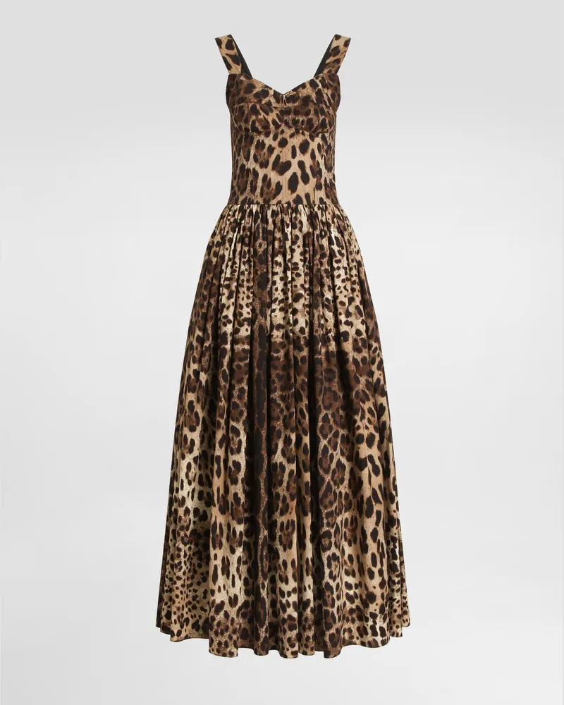 Dolce & Gabbana Abito In Popeline Stampa Leo - Donna Abiti Stampa Animalier Leo