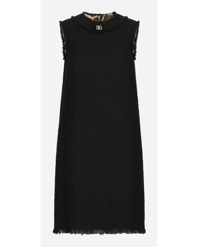 Dolce & Gabbana Abito Midi In Tweed Rachel Con Logo Dg - Donna Abiti Nero Nero