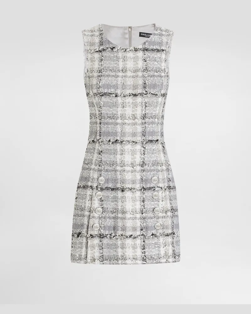 Dolce & Gabbana Miniabito Ad A In Tweed Rachel Lurex A Quadri Con Bottoni Logati Dg - Donna Abiti Multicolore Quadri-check-tartan
