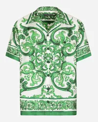 Dolce & Gabbana Camicia Hawaii In Twill Di Seta Stampa Maiolica - Uomo Camicie Stampa Stampa