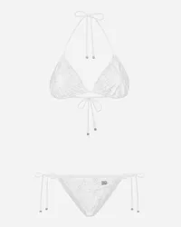 Dolce & Gabbana Bikini A Triangolo In Ricamo Sangallo - Donna Beachwear Bianco Bianco