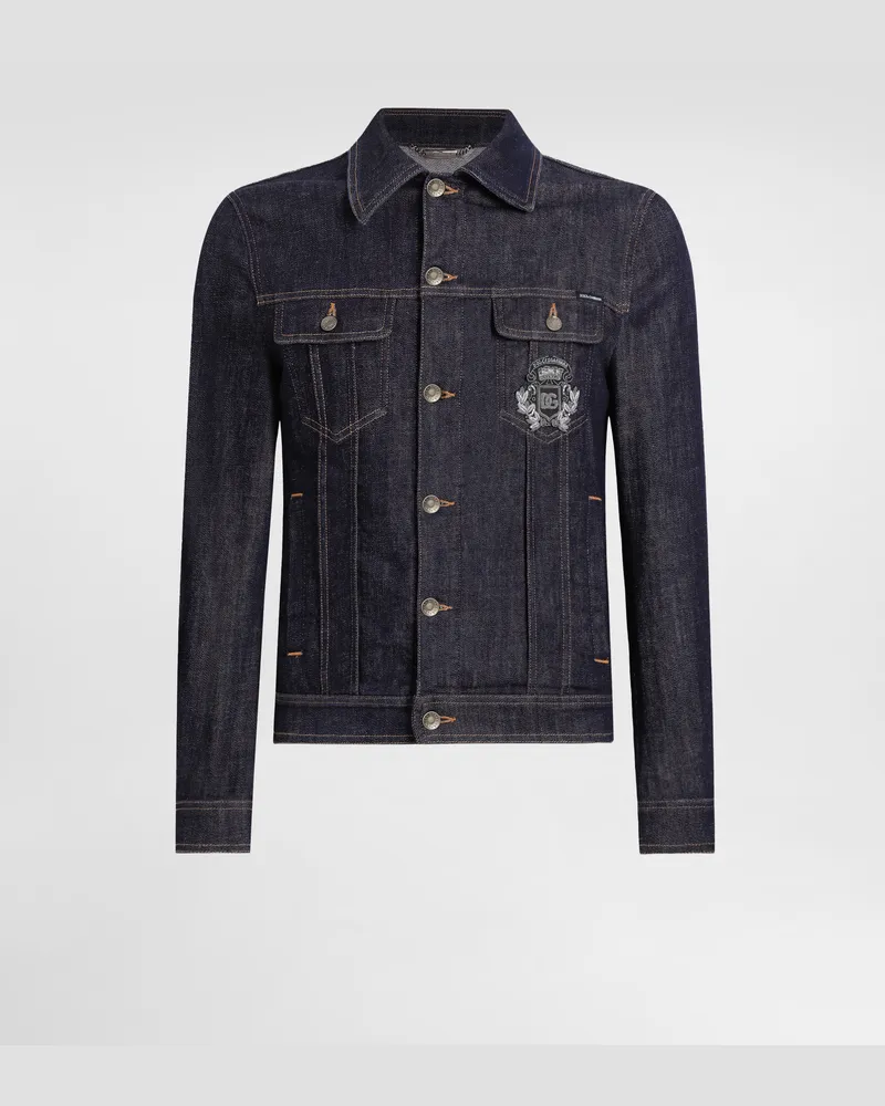 Dolce & Gabbana Giubbotto Jeans In Cotone Con Patch - Uomo Denim Multicolore Variante
