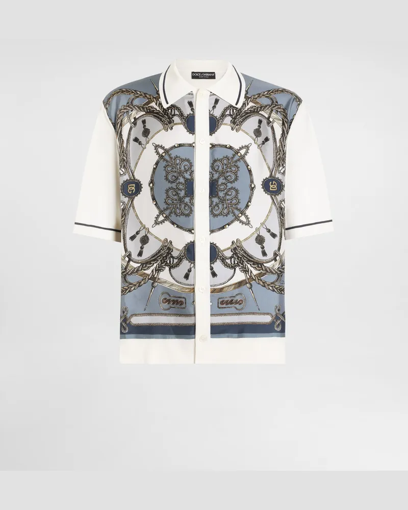 Dolce & Gabbana Camicia In Seta E Cotone Con Twill - Uomo Maglieria Multicolore Multicolore