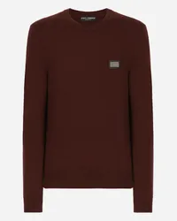 Dolce & Gabbana Maglia Girocollo In Lana E Cashmere - Uomo Maglieria Bordeaux Lana Vino