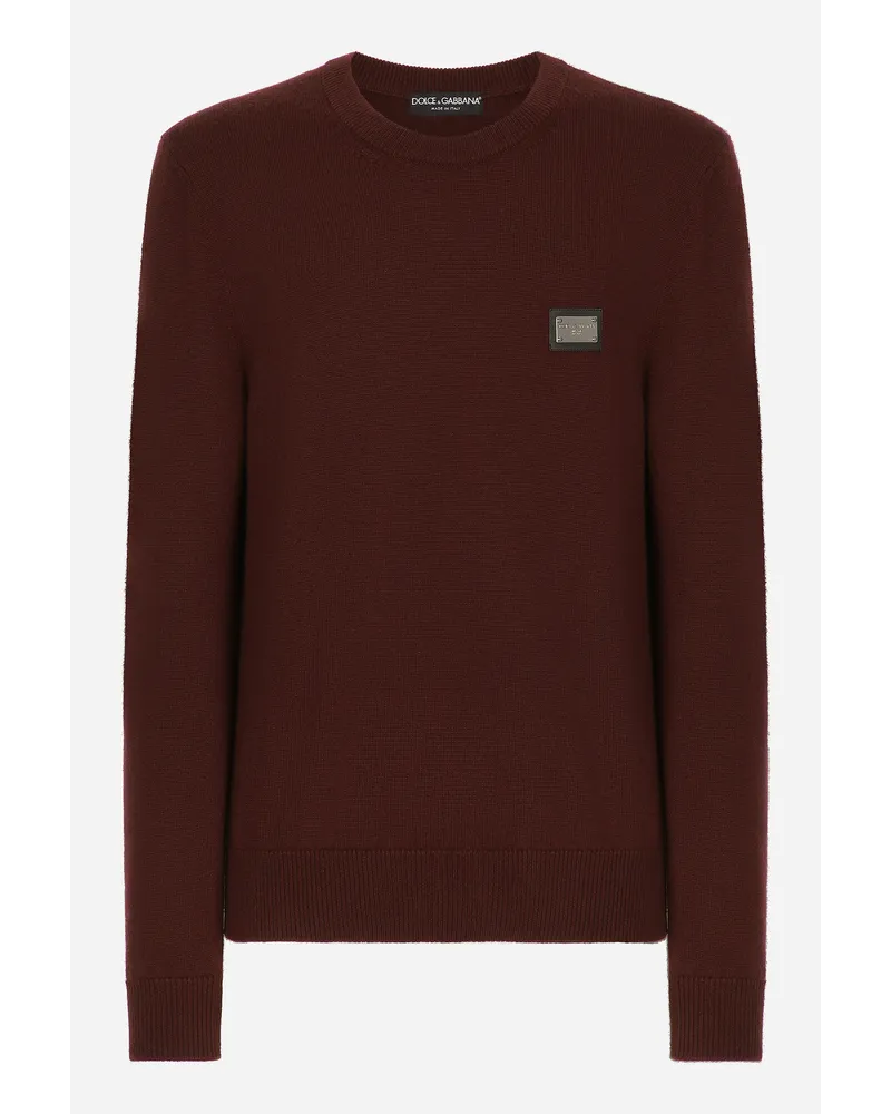 Dolce & Gabbana Maglia Girocollo In Lana E Cashmere - Uomo Maglieria Bordeaux Lana Vino
