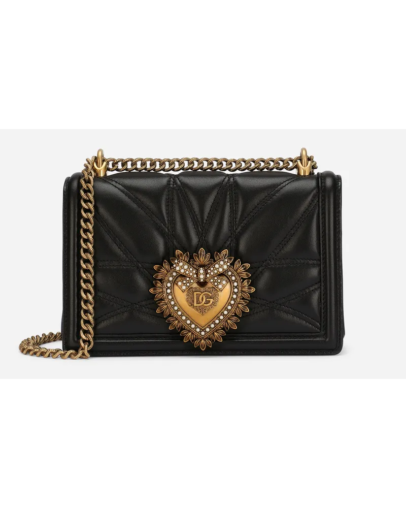 Dolce & Gabbana Borsa Devotion Media In Nappa Matelassé - Donna Borse A Spalla E Tracolla Nero Pelle Nero