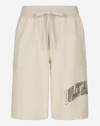 Dolce & Gabbana Bermuda Jogging Con Logo Ricamato - Uomo Pantaloni E Shorts Beige Beige