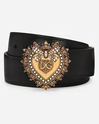 Dolce & Gabbana Cintura Devotion In Cuoio Lux - Donna Cinture Nero Pelle Nero