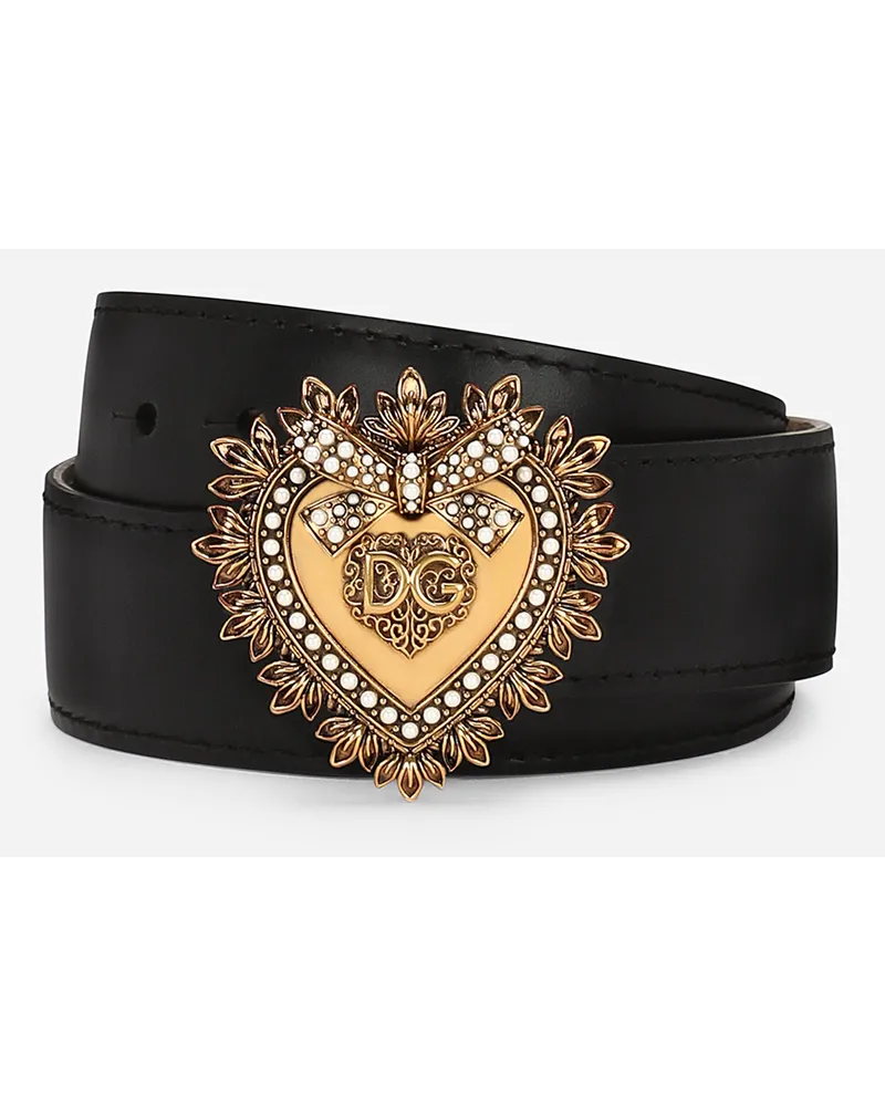 Dolce & Gabbana Cintura Devotion In Cuoio Lux - Donna Cinture Nero Pelle Nero