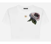 T-shirt Corta In Jersey Con Applicazione Fiore - Donna T-shirts E Felpe Bianco