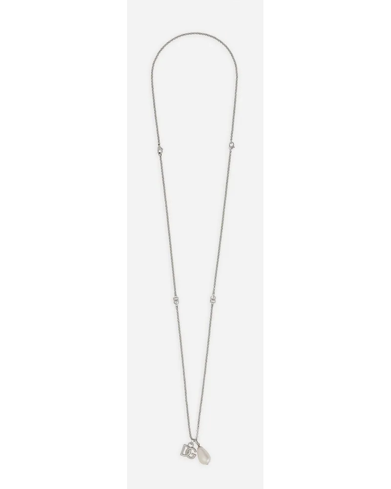 Dolce & Gabbana Collana Con Goccia E Logo Dg - Uomo Bijoux Argento Metallo Argento