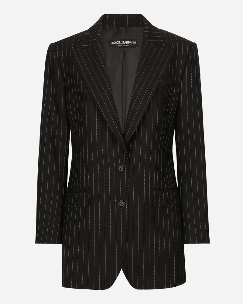 Dolce & Gabbana Giacca Monopetto In Gessato Di Lana - Donna Giacche E Blazer Multicolore Rigato