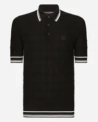 Dolce & Gabbana Polo Manica Corta In Seta Stretch Logo Dg - Uomo Maglieria Nero Nero